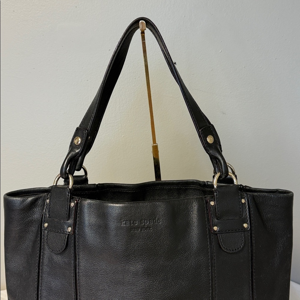 Kate Spade New York Black Leather Small Open Tote Shoulder Bag - Picture 3 of 9